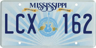 MS license plate LCX162