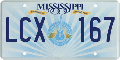 MS license plate LCX167