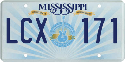 MS license plate LCX171