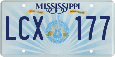 MS license plate LCX177