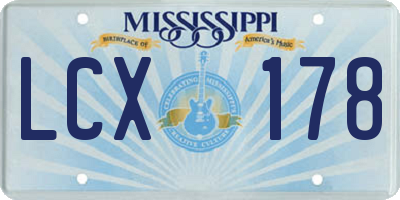 MS license plate LCX178