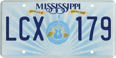 MS license plate LCX179