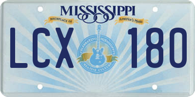 MS license plate LCX180