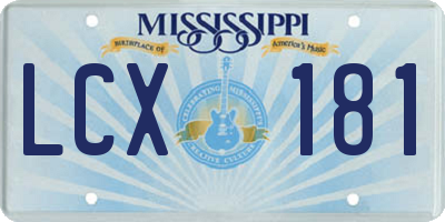 MS license plate LCX181
