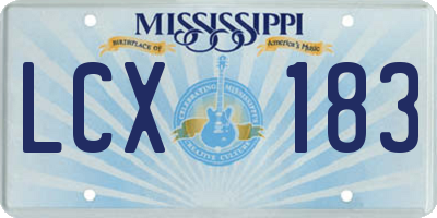 MS license plate LCX183