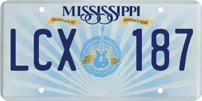 MS license plate LCX187