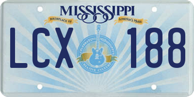 MS license plate LCX188
