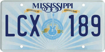 MS license plate LCX189