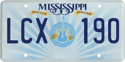MS license plate LCX190