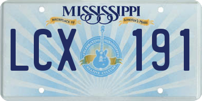 MS license plate LCX191