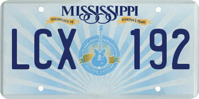 MS license plate LCX192