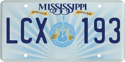 MS license plate LCX193