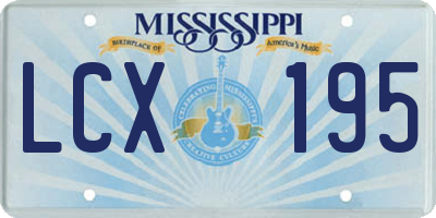 MS license plate LCX195