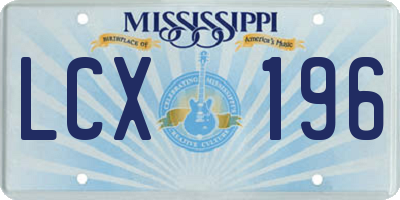 MS license plate LCX196