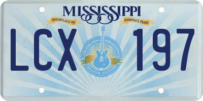 MS license plate LCX197