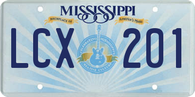 MS license plate LCX201