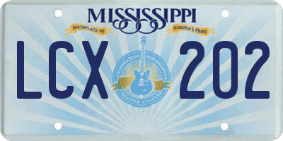 MS license plate LCX202