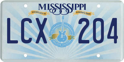 MS license plate LCX204