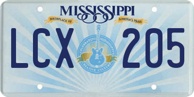 MS license plate LCX205