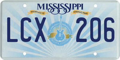 MS license plate LCX206
