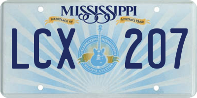 MS license plate LCX207