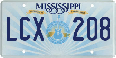 MS license plate LCX208