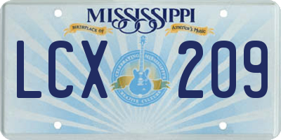 MS license plate LCX209