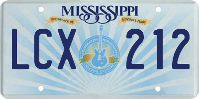 MS license plate LCX212