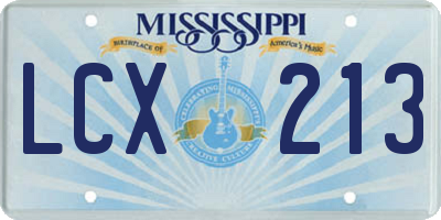 MS license plate LCX213