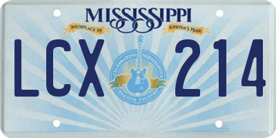 MS license plate LCX214