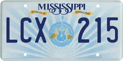 MS license plate LCX215