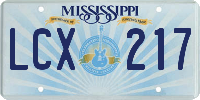MS license plate LCX217