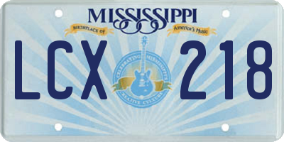 MS license plate LCX218