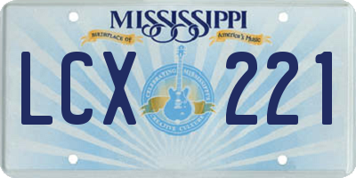 MS license plate LCX221