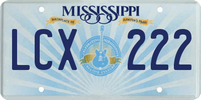 MS license plate LCX222
