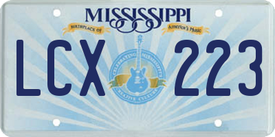MS license plate LCX223