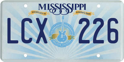 MS license plate LCX226