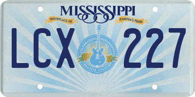 MS license plate LCX227