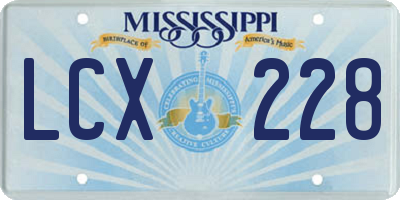 MS license plate LCX228