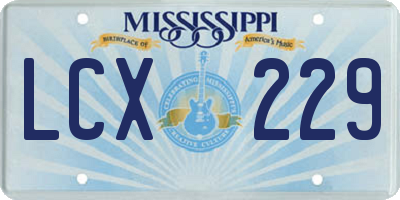 MS license plate LCX229