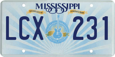 MS license plate LCX231