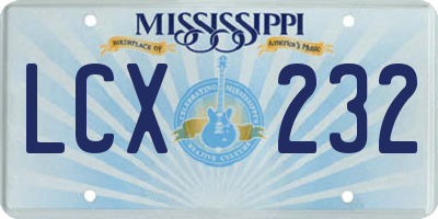MS license plate LCX232
