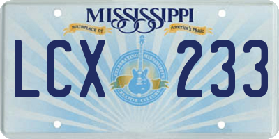 MS license plate LCX233