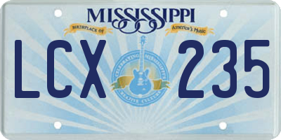 MS license plate LCX235