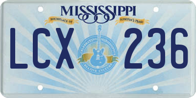 MS license plate LCX236