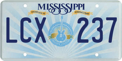MS license plate LCX237