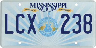 MS license plate LCX238