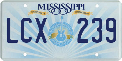 MS license plate LCX239