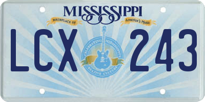 MS license plate LCX243