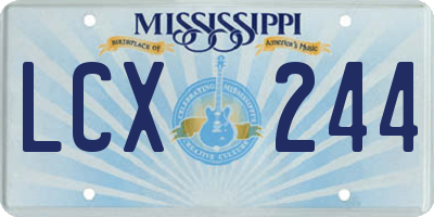 MS license plate LCX244